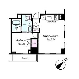 レヴィーガときわ台crob 1LDKの間取図画像