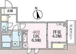 アローマ王本町 1DKの間取図画像