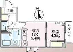 アローマ王本町 1DKの間取図画像