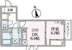 アローマ王本町 1DKの間取図画像