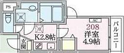 アローマ王本町 1Kの間取図画像