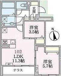 アローマ王本町 2LDKの間取図画像
