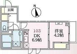 アローマ王本町 1DKの間取図画像
