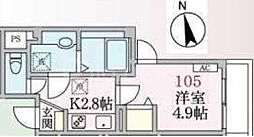 アローマ王本町 1Kの間取図画像