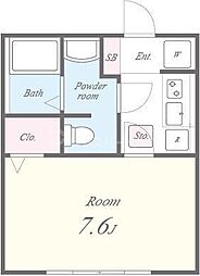 ヴィラージュ志伊2 1Kの間取図画像