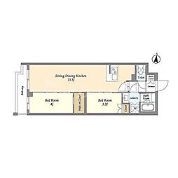 ASYLCOURT練馬中村橋 2LDKの間取図画像