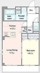 イーストIM 1LDKの間取図画像
