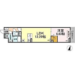 セレスティア高松 1LDKの間取図画像
