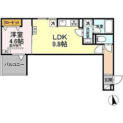 セレスティア徳丸 A 1LDKの間取図画像