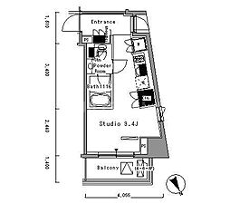 パークアクシス新板橋ウエスト ワンルームの間取図画像