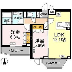 ロイジェント上板橋 2LDKの間取図画像