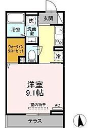 ラリュール上板橋 1Kの間取図画像