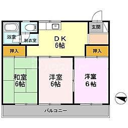 第3長瀬マンション 3DKの間取図画像