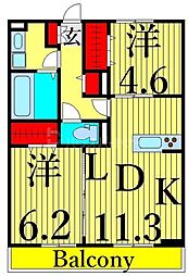 パティオ東尾久 2LDKの間取図画像