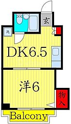 第2若木コーポ 1DKの間取図画像