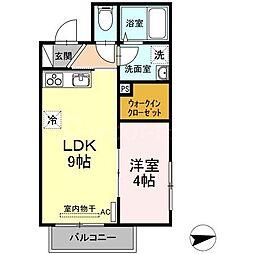 ラフィネサツキ 1DKの間取図画像