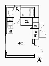 crealOUJISouth 1Kの間取図画像