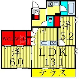 (仮称)足立区鹿浜6丁目メゾン 2LDKの間取図画像