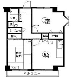 ハウゼ向原 2DKの間取図画像