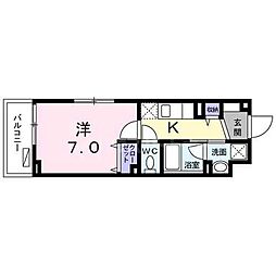 アフィーストプレイス 1Kの間取図画像