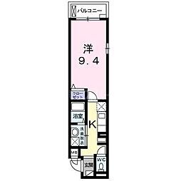 フルール高助 1Kの間取図画像