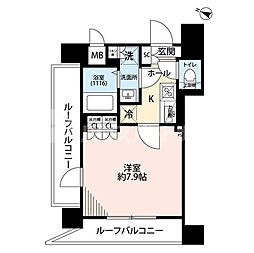 プレール・ドゥーク板橋舟渡 1Kの間取図画像