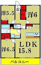 ロイヤルパークス新田 3LDKの間取図画像