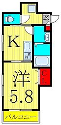 山一青木ステーツ 1Kの間取図画像