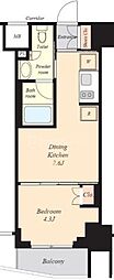 ルフォンリブレ赤羽 1DKの間取図画像