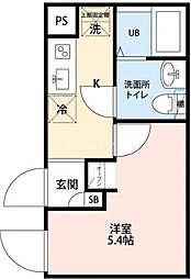エーテラス赤羽 1Kの間取図画像