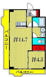 パル駒込 1LDKの間取図画像
