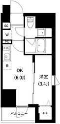 WHARF駒込 1DKの間取図画像