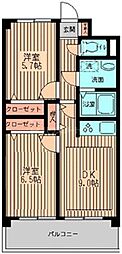 サンライフ氷川台 2DKの間取図画像