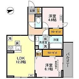 La Douceur戸田公園 2LDKの間取図画像
