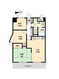 マンション白陽 2SLDKの間取図画像
