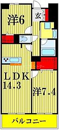 ロイヤルパーリスリバーサイド 2LDKの間取図画像