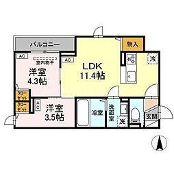 セレスティア中台 III 2LDKの間取図画像