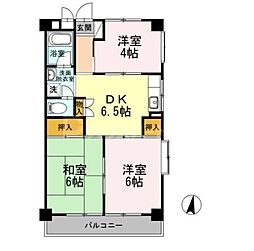 長瀬第1マンション 3DKの間取図画像