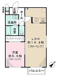 リバーサイドMINE 1LDKの間取図画像