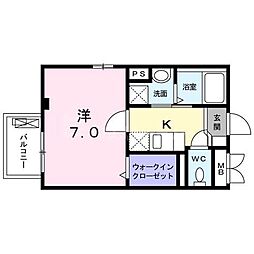 ヴィラウィステリア 1Kの間取図画像