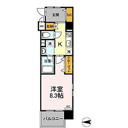 響 1Kの間取図画像
