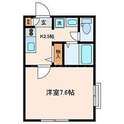 コンカドール 1Kの間取図画像