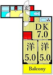 ACPレジデンス文京春日 2DKの間取図画像