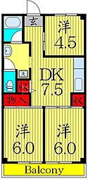パークハイツ岡野 3DKの間取図画像