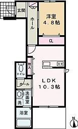 ヴァンヴェール 1LDKの間取図画像