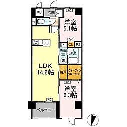 ロイジェント豊島園 2LDKの間取図画像