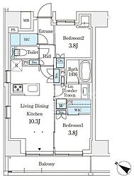 テラス駒込イースト 2LDKの間取図画像