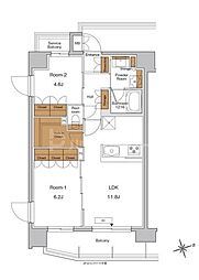 RJRプレシア王子神谷 2LDKの間取図画像