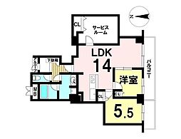 アンビックス志賀ストリートタワー 2SLDKの間取図画像