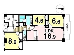シティコーポ鳩岡A棟 3LDKの間取図画像